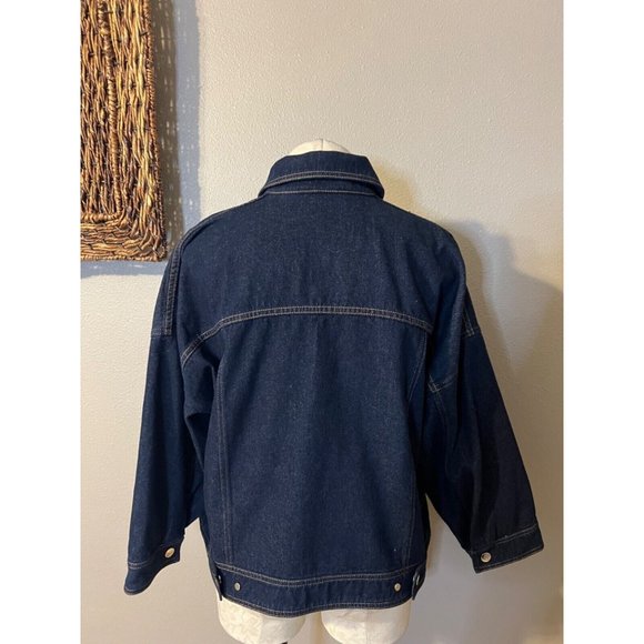 Carolina Herrera Jean Jacket Blue L Large Cotton Denim Classic Washable NEW - Picture 7 of 13